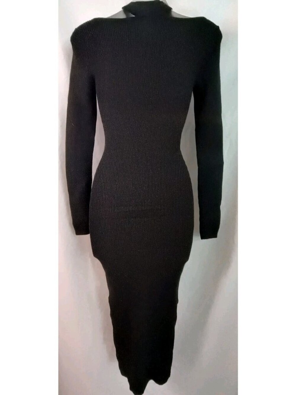 Sofia by Sofia Vergara Women’s XS Black Ribbed Keyhole Midi Dress - Picture 3 of 11